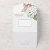 ピンクと白の水色あじさい花 オールインワン招待状 (外側)
