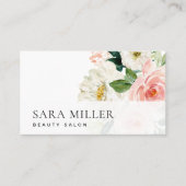 ピンクと白の水色のフローラブーケ 名刺 (正面)
