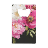 ピンクと白の水色の牡丹のフローラ結婚 クレジットカード栓抜き (裏面)