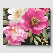 ピンクと白の水色の牡丹のフローラ結婚 ゲストブック (裏面)