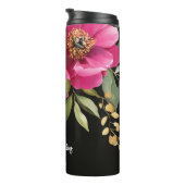 ピンクと白の水色の牡丹のフローラ結婚 タンブラー (回転右)