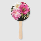 ピンクと白の水色の牡丹のフローラ結婚 ハンドファン (裏面)