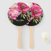 ピンクと白の水色の牡丹のフローラ結婚 ハンドファン (正面&裏面)