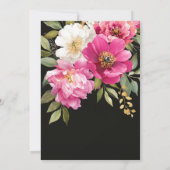 ピンクと白の水色の牡丹のフローラ結婚 招待状 (裏面)