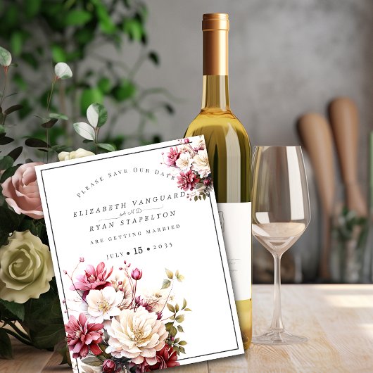 ピンクと白の水色の花 セーブザデート