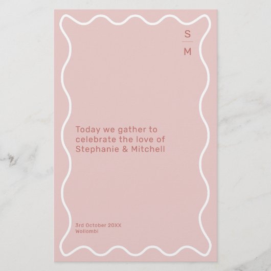 ピンクと白の波の式縁どプログラム (正面)