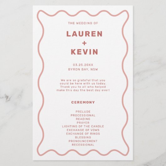 ピンクと白の波の式縁どプログラム (正面)