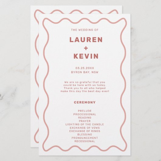 ピンクと白の波の式縁どプログラム (正面/裏面)