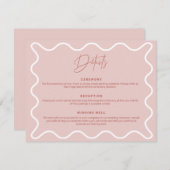 ピンクと白の波状の縁ど詳細エンクロージャカード 招待状 (正面/裏面)