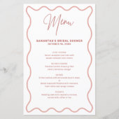 ピンクと白の波状縁どメニュー・カード（名前あり） (正面)