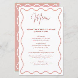 ピンクと白の波状縁どメニュー・カード(名前あり)
