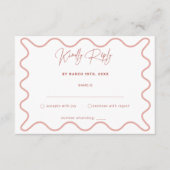 ピンクと白の波状RSVP縁どカード エンクロージャーカード (正面)