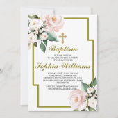 ピンクと白の洗礼i̇式 招待状 (正面)