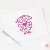 ピンクと白の消防士の妻のシール ラウンドシール (封筒)