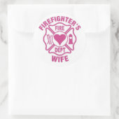 ピンクと白の消防士の妻のシール ラウンドシール (バッグ)