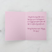 ピンクと白の渦巻き模様のクリスマスオーナメントボール シーズンカード (内部)