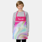 ピンクと白の渦巻き模様 エプロン (着用した状態)