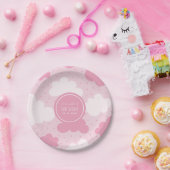 ピンクと白の漫画の雲ガールベイビーシャワーかわいい ペーパープレート (パーティー)