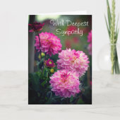 ピンクと白の濃い悔やみや弔慰のダリア花 サンキューカード (正面)