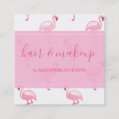 ピンクと白の熱帯フラミンゴパターン スクエア名刺 (正面)