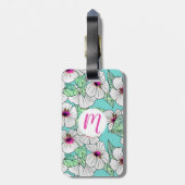 ピンクと白の熱帯性ハイビスカスの花の模様 ラゲッジタグ (裏面縦)