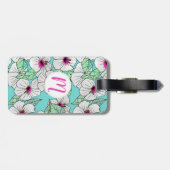 ピンクと白の熱帯性ハイビスカスの花の模様 ラゲッジタグ (裏面横)