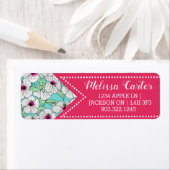 ピンクと白の熱帯性ハイビスカスの花の模様 ラベル (インサイチュ)