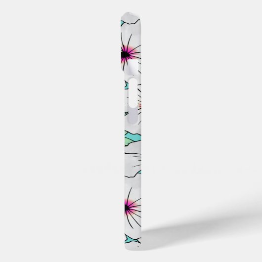 ピンクと白の熱帯性ハイビスカスの花の模様 Case-Mate iPhoneケース (裏面 / 左)