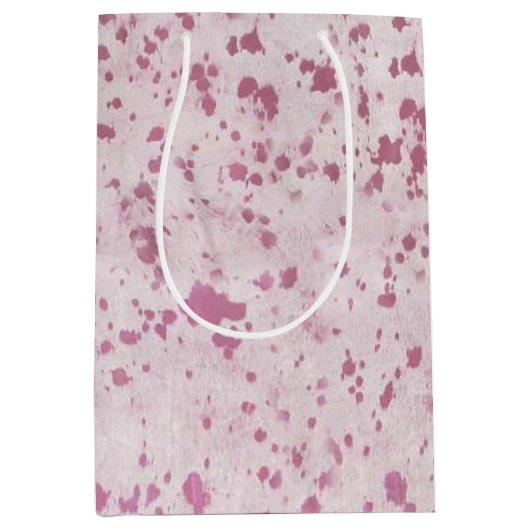 ピンクと白の牛革の田舎西部 ミディアムペーパーバッグ (正面)