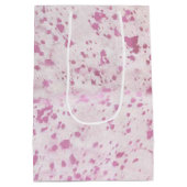 ピンクと白の牛革の田舎西部 ミディアムペーパーバッグ (裏面)