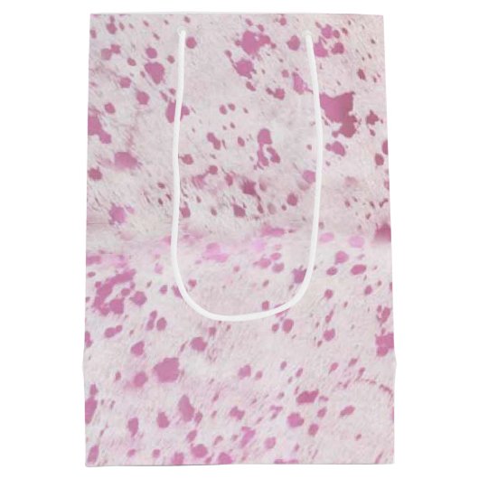 ピンクと白の牛革の田舎西部 ミディアムペーパーバッグ (裏面)