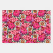 ピンクと白の牡丹とアジサイの花 ラッピングペーパーシート (正面)