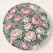 ピンクと白の牡丹の花 コースター (正面)