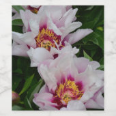 ピンクと白の牡丹の花 ワインラベル (シングルラベル)