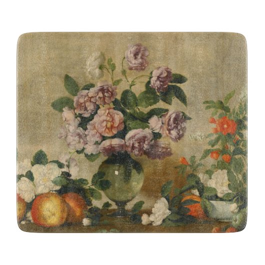 ピンクと白の牡丹の花(牡丹はまだ生きている) カッティングボード (正面)