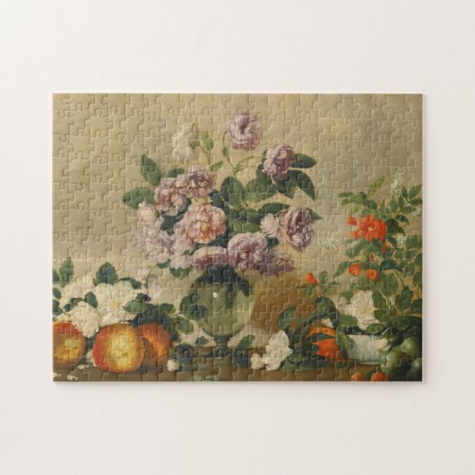 ピンクと白の牡丹の花(牡丹はまだ生きている) ジグソーパズル (横)