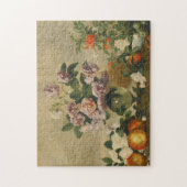 ピンクと白の牡丹の花(牡丹はまだ生きている) ジグソーパズル (縦)