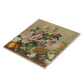 ピンクと白の牡丹の花（牡丹はまだ生きている） タイル (側面)