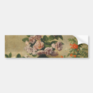 ピンクと白の牡丹の花(牡丹はまだ生きている) バンパーステッカー