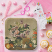 ピンクと白の牡丹の花（牡丹はまだ生きている） ペーパープレート (パーティー)