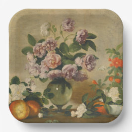 ピンクと白の牡丹の花（牡丹はまだ生きている） ペーパープレート