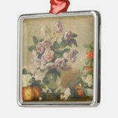 ピンクと白の牡丹の花(牡丹はまだ生きている) メタルオーナメント (左)