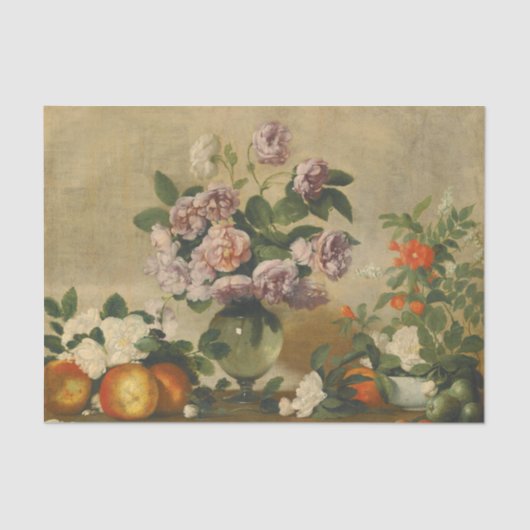 ピンクと白の牡丹の花（牡丹はまだ生きている） 薄葉紙 (正面)