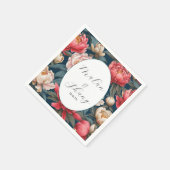 ピンクと白の牡丹オリエンタル結婚ズ スタンダードカクテルナプキン (角)