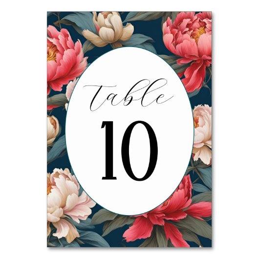 ピンクと白の牡丹オリエンタル結婚ズ テーブルナンバー (正面)