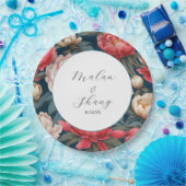 ピンクと白の牡丹オリエンタル結婚ズ ペーパープレート (パーティー)