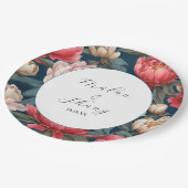 ピンクと白の牡丹オリエンタル結婚ズ ペーパープレート (アングル)