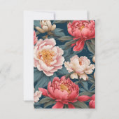 ピンクと白の牡丹オリエンタル結婚ズ 招待状 (裏面)