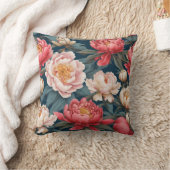 ピンクと白の牡丹オリエンタル クッション (ブランケット)