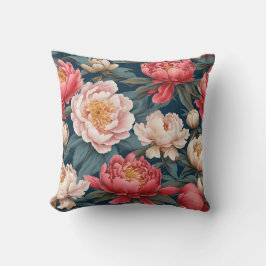 ピンクと白の牡丹オリエンタル クッション
